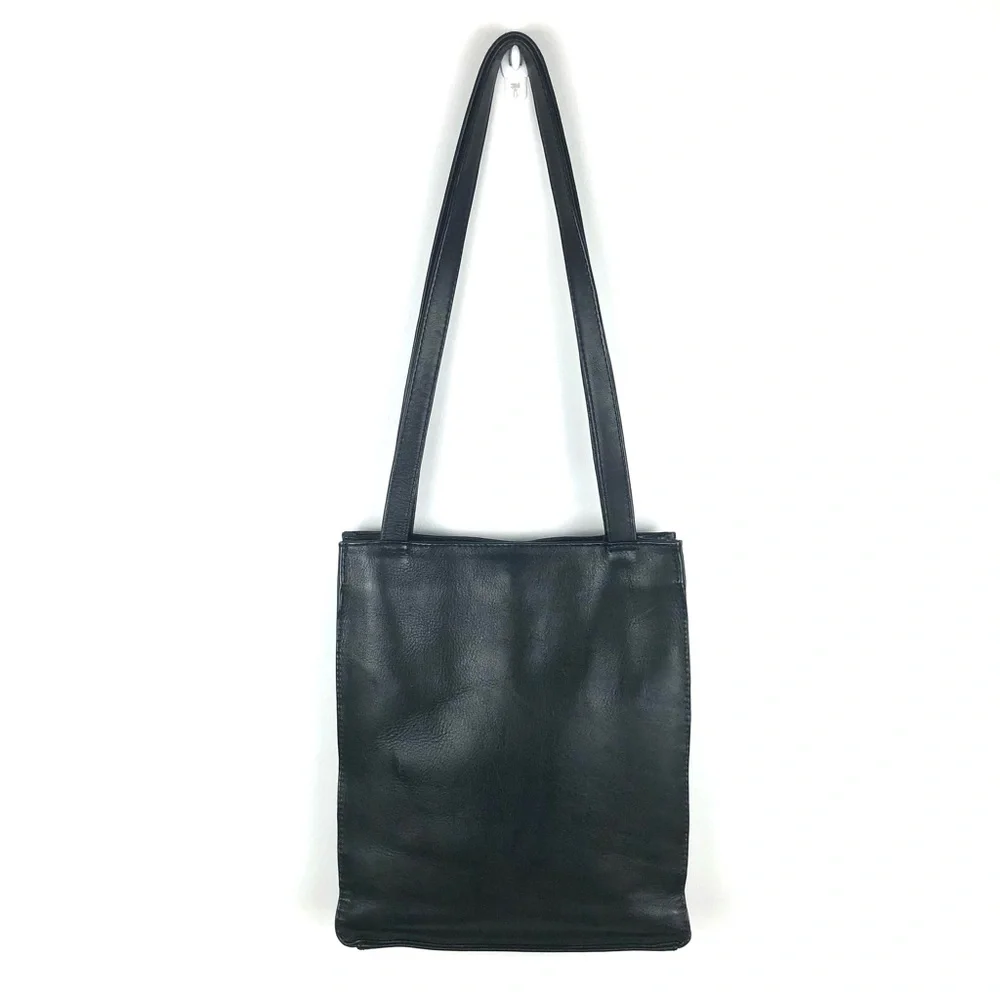 Piel Leather Open Market Bag Black Shoulder Bag 12.5x10.5x2 in. - Picture 2 of 12